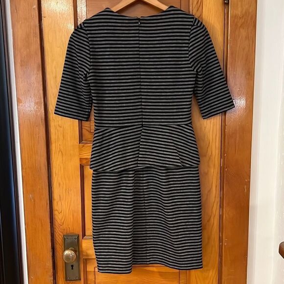 Gabby Skye Grey Black Stripes Half Sleeve Professional Dress 4 - Picture 5 of 9